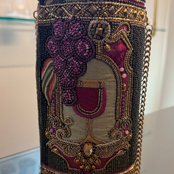 Mary Frances Black Beaded Bag with Gold Chain - Picture 4 of 8